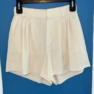Zara High Rise Dress Shorts Light Khaki Beige Pleated - Size XS